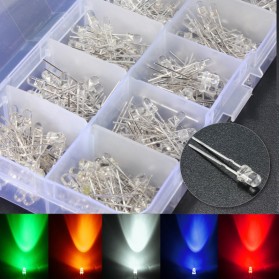 300PCS 3MM 5 Color Assortment Clear Bright LED Light Emitting Diodes Lamp