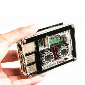 3-in-1 9 Layers Acrylic Case + Dual Fan + Copper Heatsink Kit For Raspberry Pi