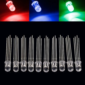 10pcs 5mm RGB LED Common Cathode 4-Pin Tri-Color Emitting Diodes